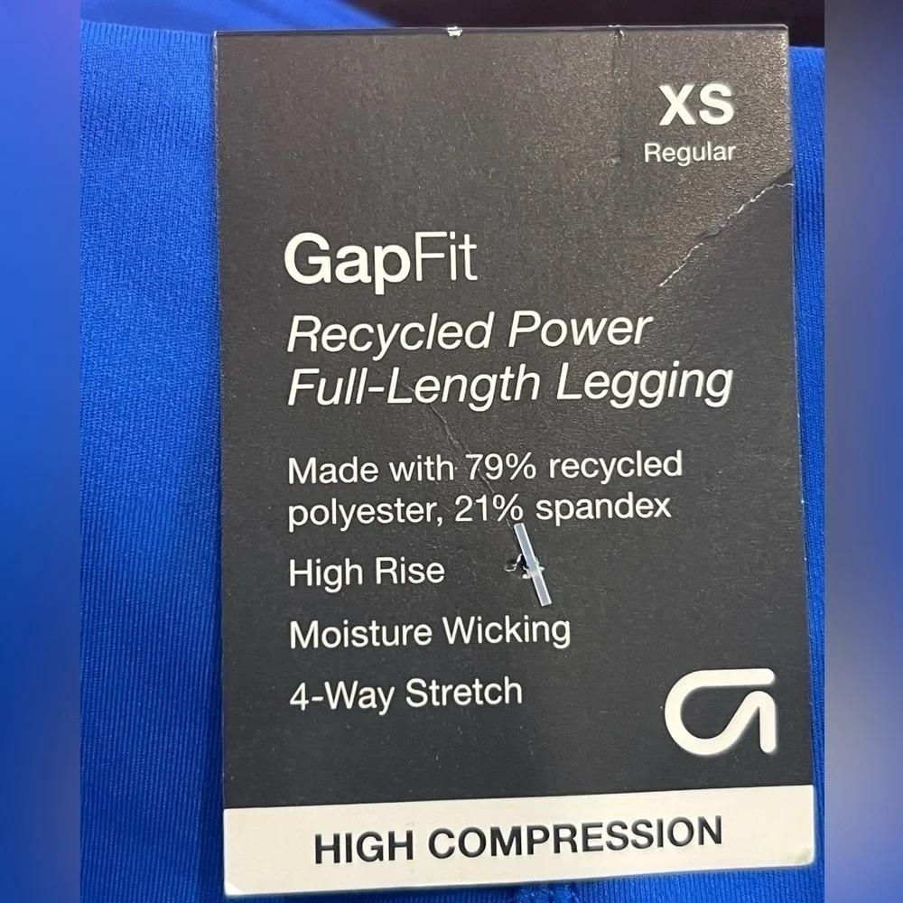 NWT Gap GapFit blue recycled power full length high compression blue leggings XS - Picture 6 of 12